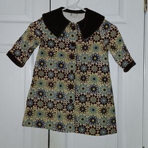 Poetica  corduroy floral green brown blue  girls coat hippie love child  Sz 4